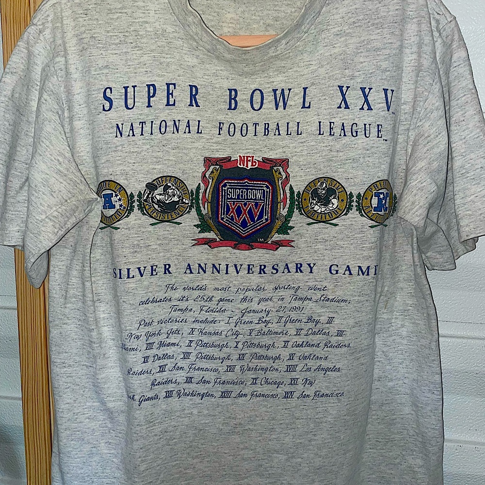 Vintage 1990 Nutmeg Super Bowl XXV T-Shirt L